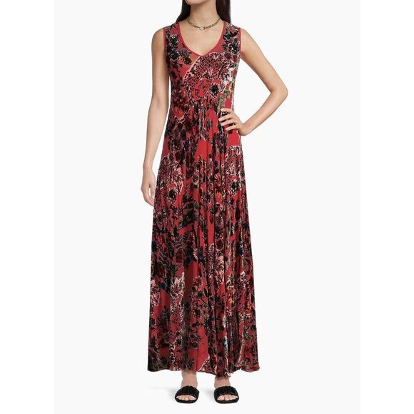 Johnny Was Bias Dress Bobcat Forest Silk Blend Red Floral Maxi XXL  $575 NWT - Picture 3 of 8
